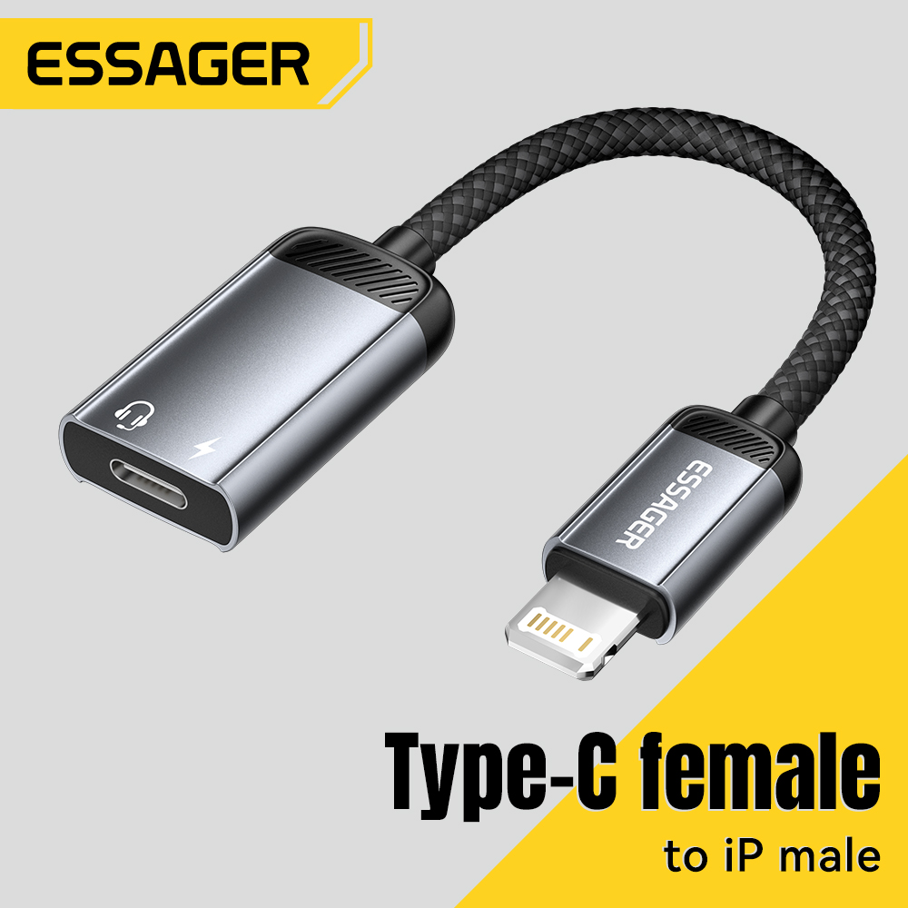 Wired Earphone Lightning - Essager Type-C audio-adapterkabel Type-C vrouwelijk naar