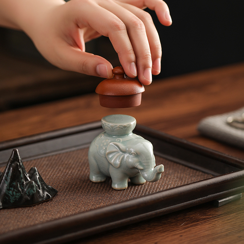 Unique Table Accessories - Creatieve olifant dekselhouder keramiek theehuisdier theeservies