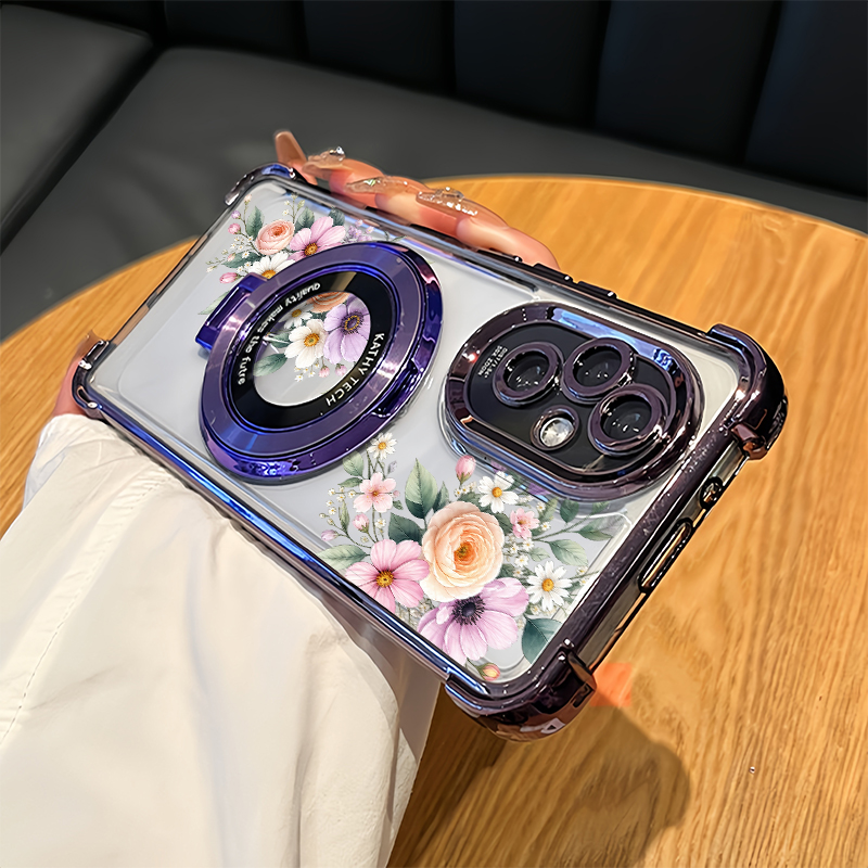 Oppo Reno 12 - Roze kleine bloemenprint telefoonhoesje voor OPPO